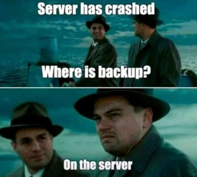 KaushalSin5428's tweet image. When your server crashes and you realize the backup was on the same server... 🤦‍♂️ #ITproblems #TechFail #BackupFail #MondayBlues