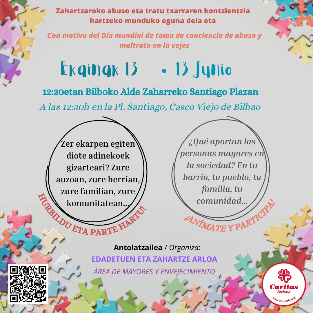 caritas_bizkaia's tweet photo. Edadetuen eta Zahartzearen Arloko Bizi-bete proiektuan prest dituzte piezak osteguneko ekitaldirako. Bete zurea eta hurbildu

En el proyecto Bizi-bete del Área de Mayores y Envejecimiento ya tienen las piezas preparadas para el acto del jueves. Rellena la tuya y acércate https://t.co/p8ofIGrIGx
