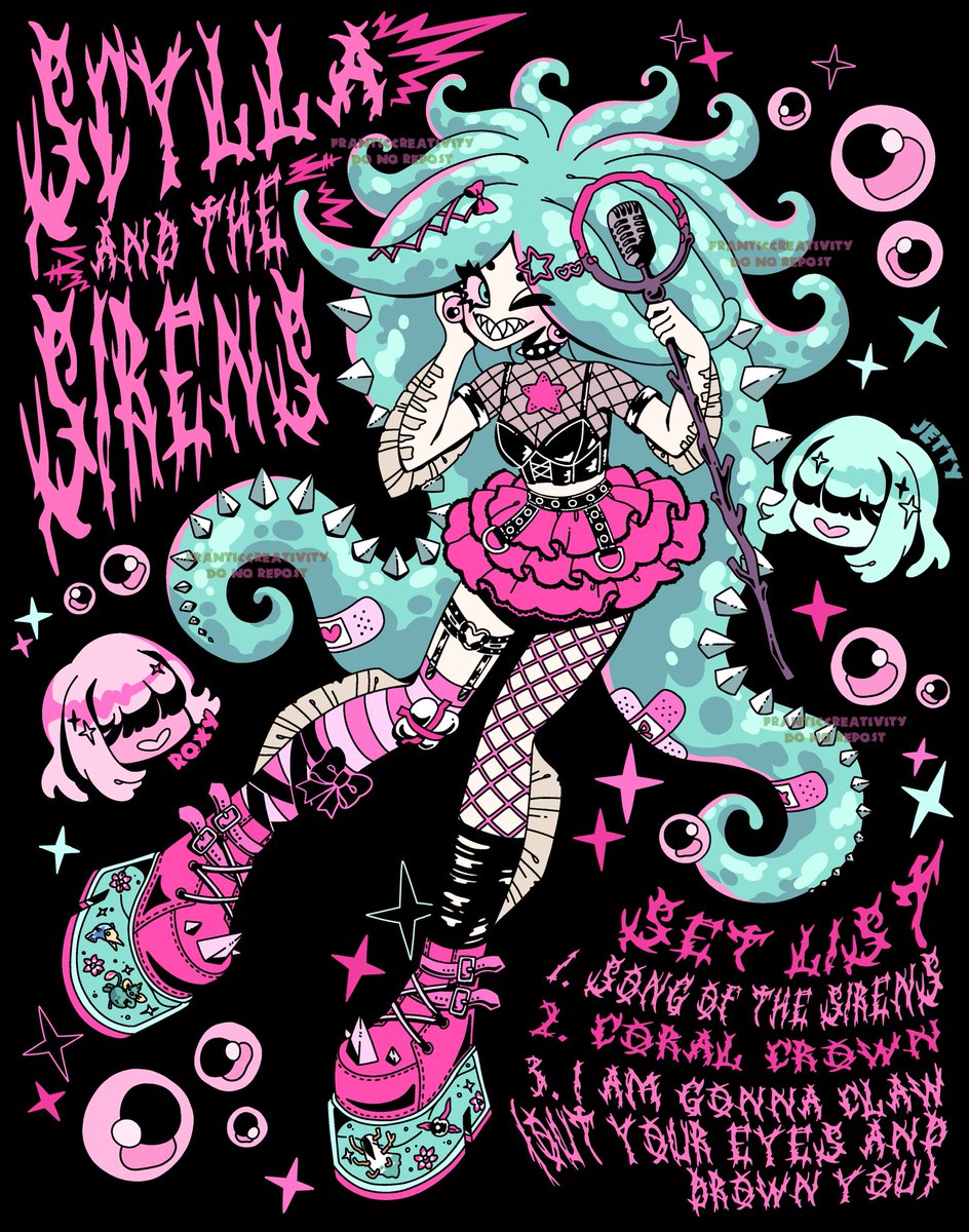 frantictrash's tweet photo. Scylla and The Sirens Hades 2 Fanart Bandtee design is up for preorder on my store 💕💕 #hades2 #scyllaandthesirens #hades2fanart https://t.co/sXK62ZVzNn