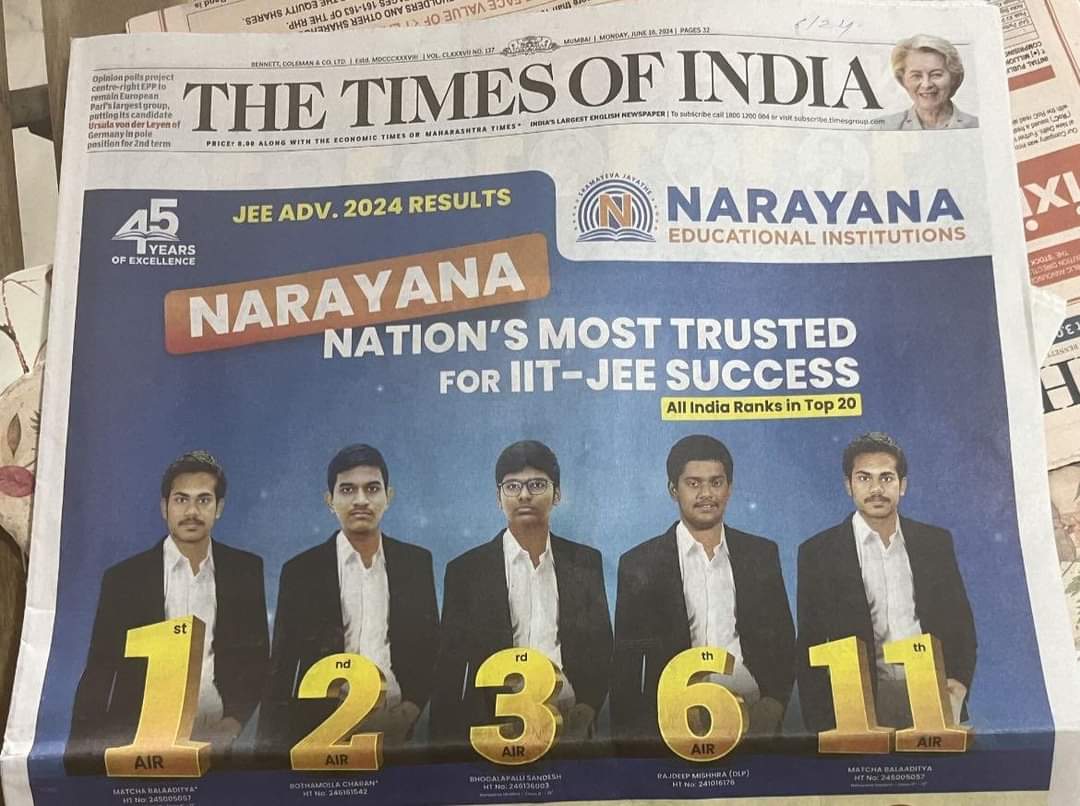 When the same guy appears for the same exam twice and gets 1st and 11th rank at the same time. 🤣

#IndianEducation #BusinessofEducation #EducationScam 
#marketingmess 
<a href="/TOIIndiaNews/">TOI India</a> <a href="/TOIMumbai/">TOI Mumbai</a> 
By only 1 way this marketing can be saved, if they both are identical twin brothers😂