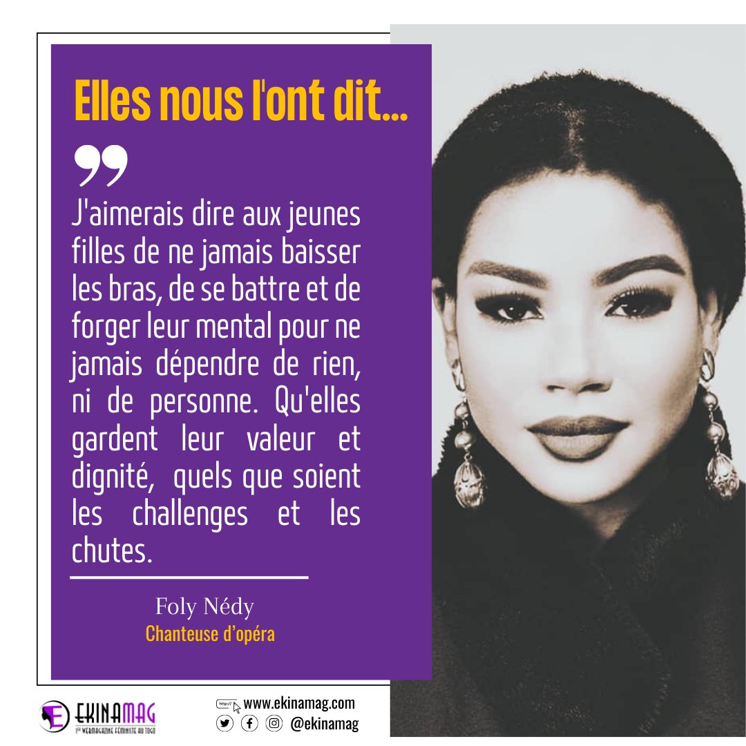 ekinamag's tweet photo. @folynedy
#EllesNousLOnDit 
#ekinamag 
#womenempowerment 
#femmeinspirante 
#Togo
#Motivation
#Egalité
#MédiaFéministe
@followers https://t.co/MLl10bQEJC