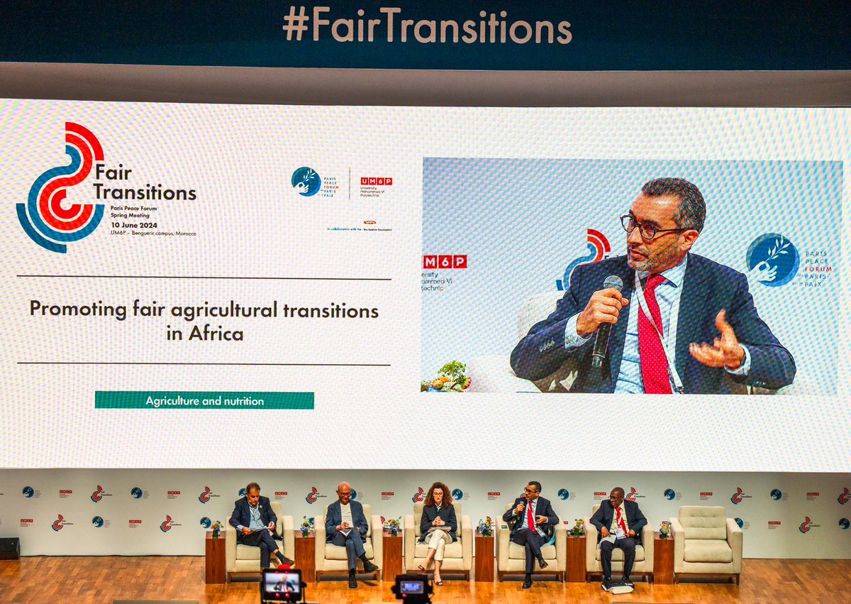 OCPGroup's tweet photo. Yesterday at the @ParisPeaceForum Spring Meeting, Mr. @ilifali contributed to a panel on 'Promoting Fair Agricultural Transitions in #Africa' hosted at @UM6P_officiel in Benguerir.

#FairTransitions #ParisPeaceForum https://t.co/fDXz7s9A3Q