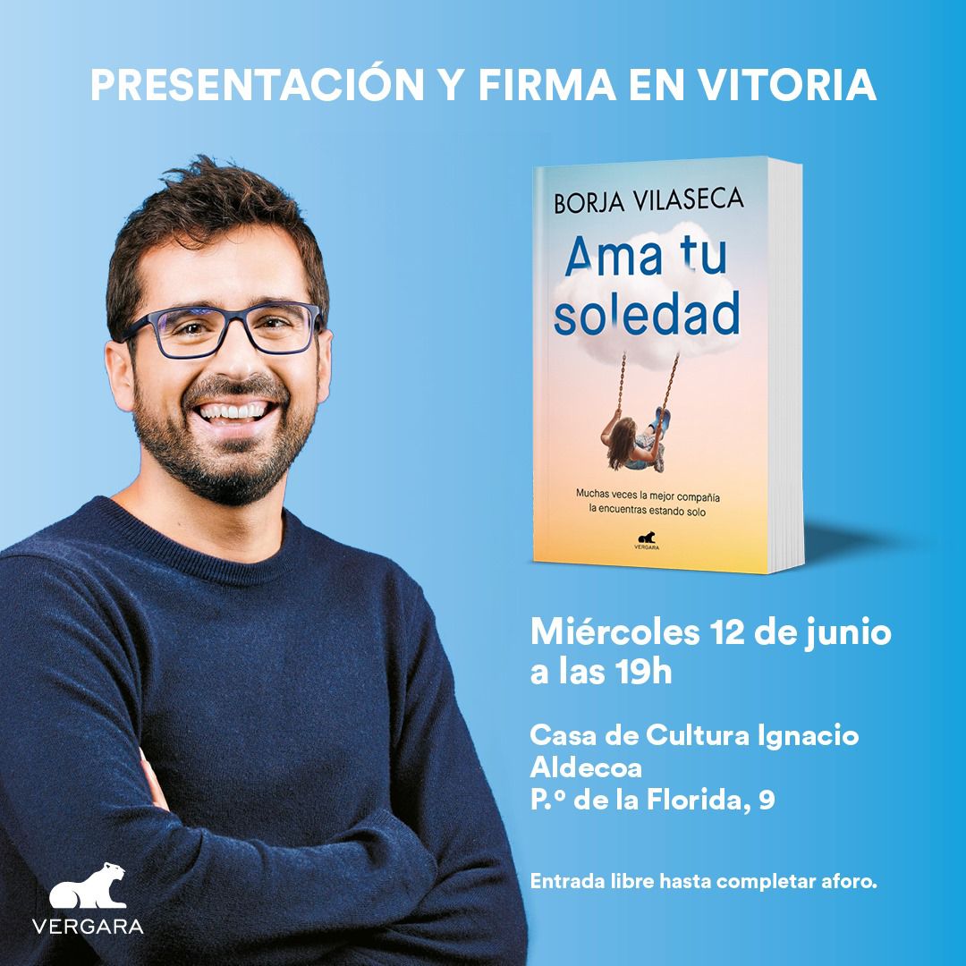 Borja Vilaseca (@borjavilaseca) on Twitter photo Simplemente recordaros de que mañana miércoles 12 de junio a las 19.00 presentaré mi nuevo libro “Ama tu soledad” <a href="/penguinlibros/">Penguin España 🐧📚</a> en Vitoria (Casa de Cultura Ignacio Aldecoa, P.º de la Florida, 9, 01005, Vitoria) La entrada es libre hasta completar aforo. ¡Os espero! Simplemente recordaros de que mañana miércoles 12 de junio a las 19.00 presentaré mi nuevo libro “Ama tu soledad” <a href="/penguinlibros/">Penguin España 🐧📚</a> en Vitoria (Casa de Cultura Ignacio Aldecoa, P.º de la Florida, 9, 01005, Vitoria) La entrada es libre hasta completar aforo. ¡Os espero!