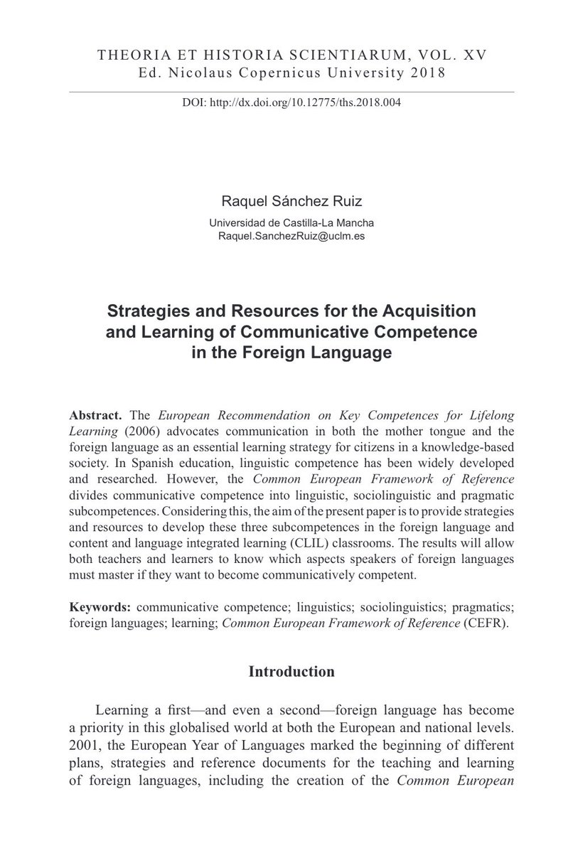 RaquelSRUclm's tweet image. Journal paper (2018) on communicative competence in the FL
Download full text on: doi.org/10.12775/ths.2…
#uclm #facultaddeeducacionalbacete #communicativecompetence #EFL #theoriaethistoriascientiarum #nicolauscopernicusuniversity