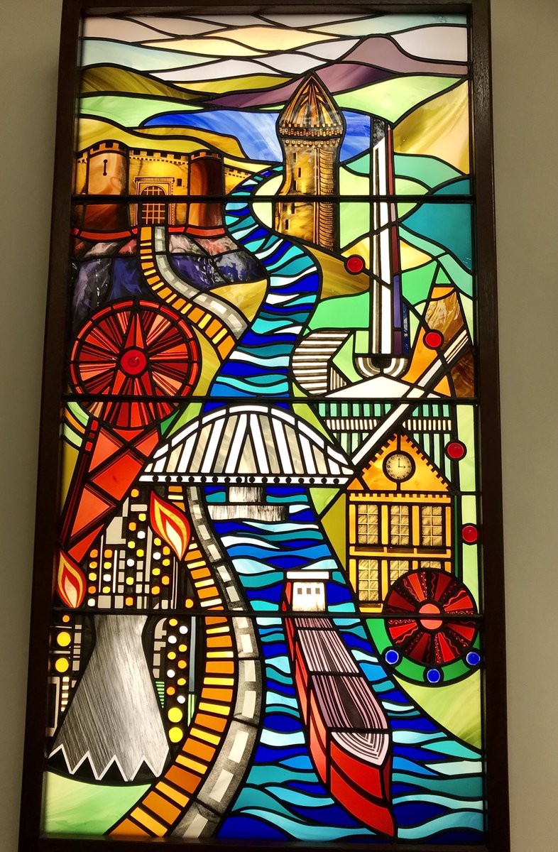 coal_legacies's tweet photo. I have been in the @smithmuseum lecture theatre #Stirling numerous times and never noticed that the modern stained glass window depicts the industry of the #RiverForth including the former #Longannet chimney demolished in Dec 2021 #industrialheritage #industriallandscape https://t.co/pdZgxoR08m