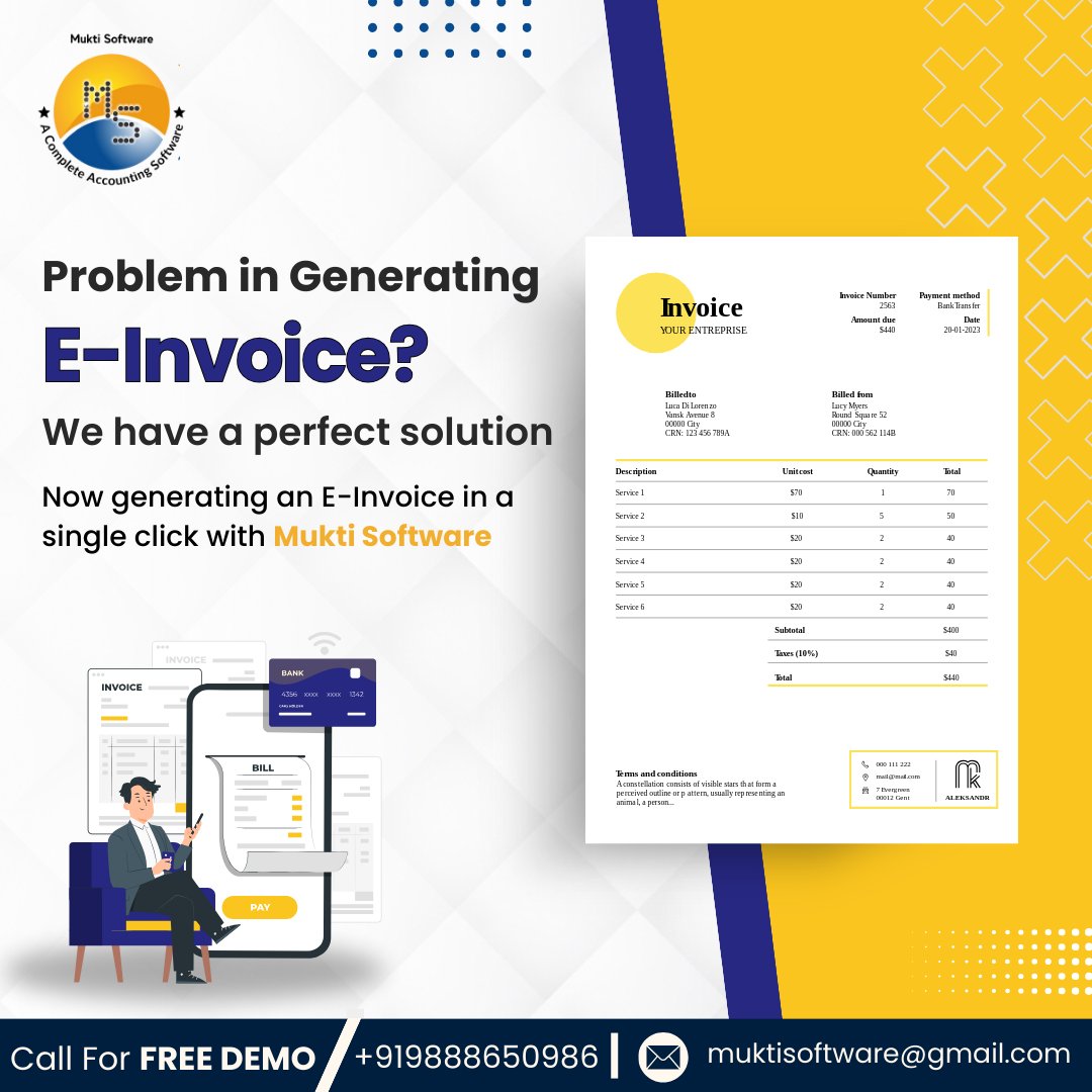 MUKTISOFTWARE's tweet photo. Problem in Generating E-Invoice?
We have a perfect solution
For more information, contact:
📷 https://t.co/gfqmvBJL33
📷 Muktisoftware@gmail.com
📷 +919888650986
#softwareselling #unit #consultantlife #winter #software #invoices #opensource #selfhosted #r #copenhagen #amsterdam https://t.co/NeOXieq1oX