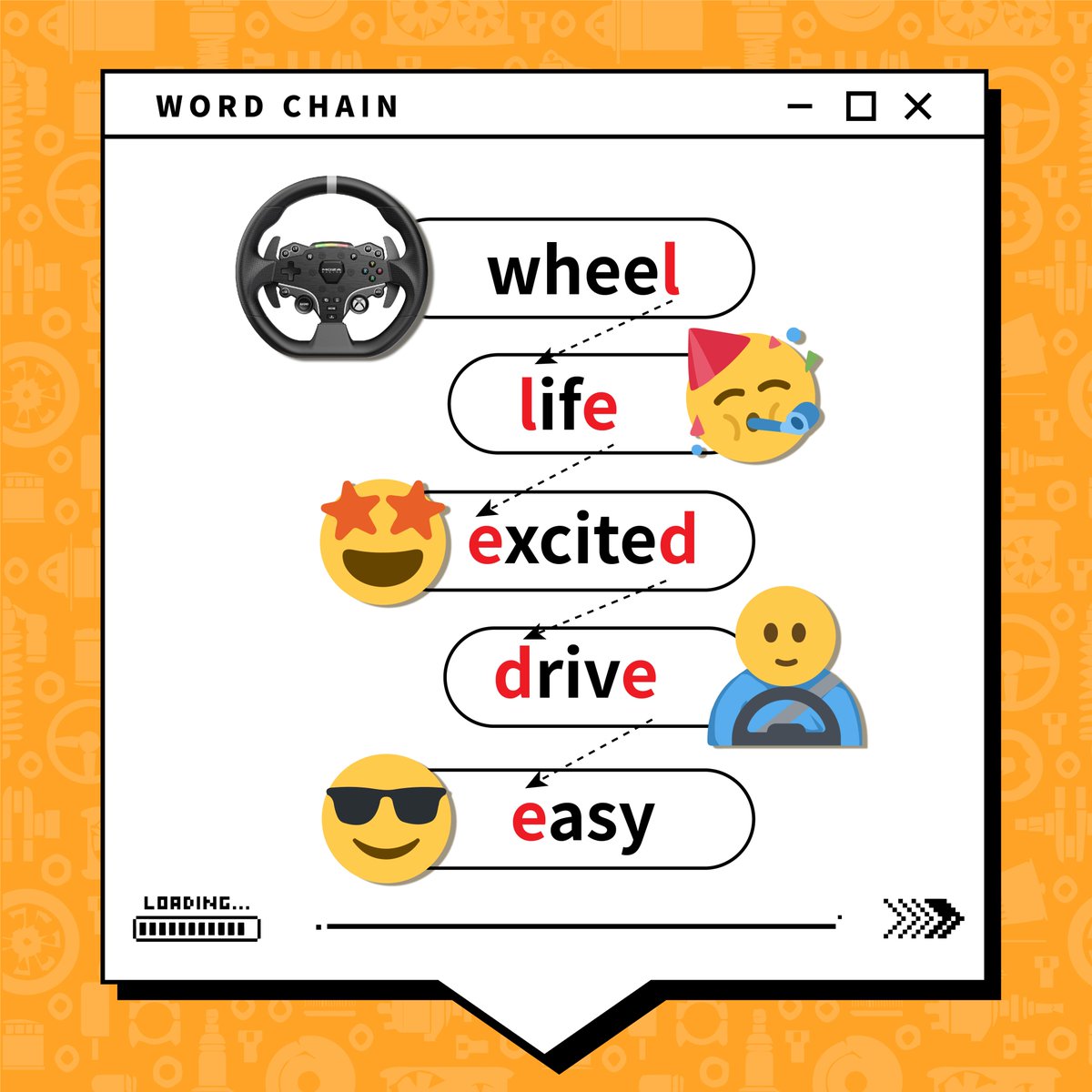 moza_racing's tweet photo. My word chain, add yoursπ #moza #mozaracing #mozar3 #steeringwheel #wordchainchallenge https://t.co/FmBKOb8pg5