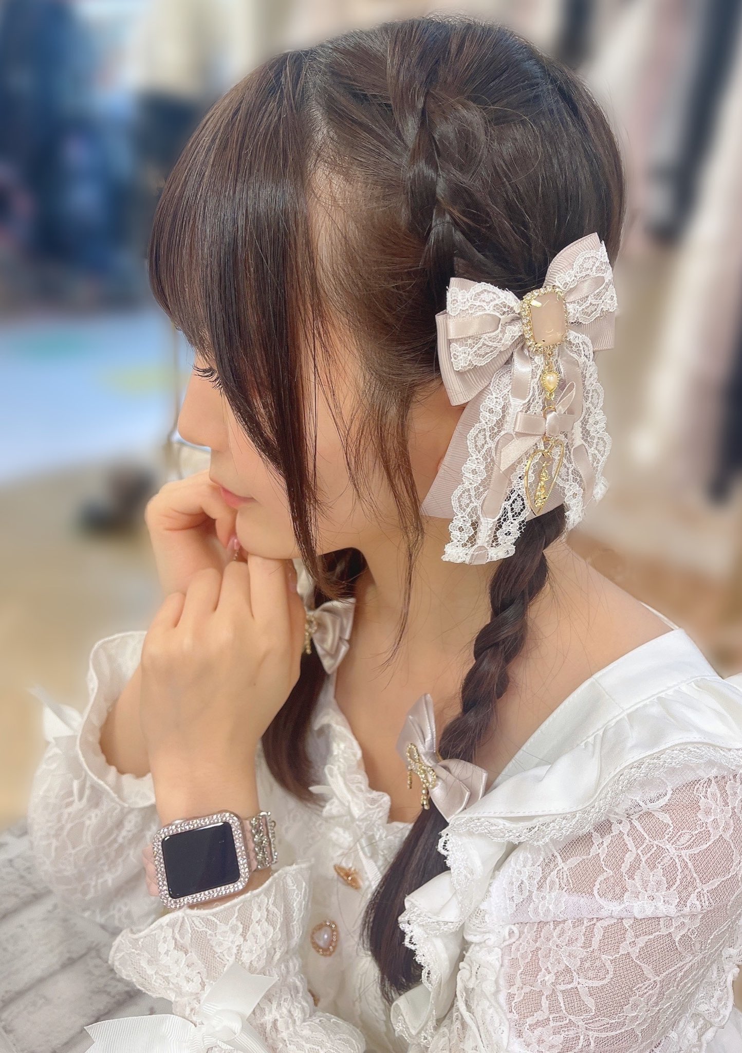 LIZLISA ストロベリーギンガム4つセットクリップ ヘアクリップ ブラック