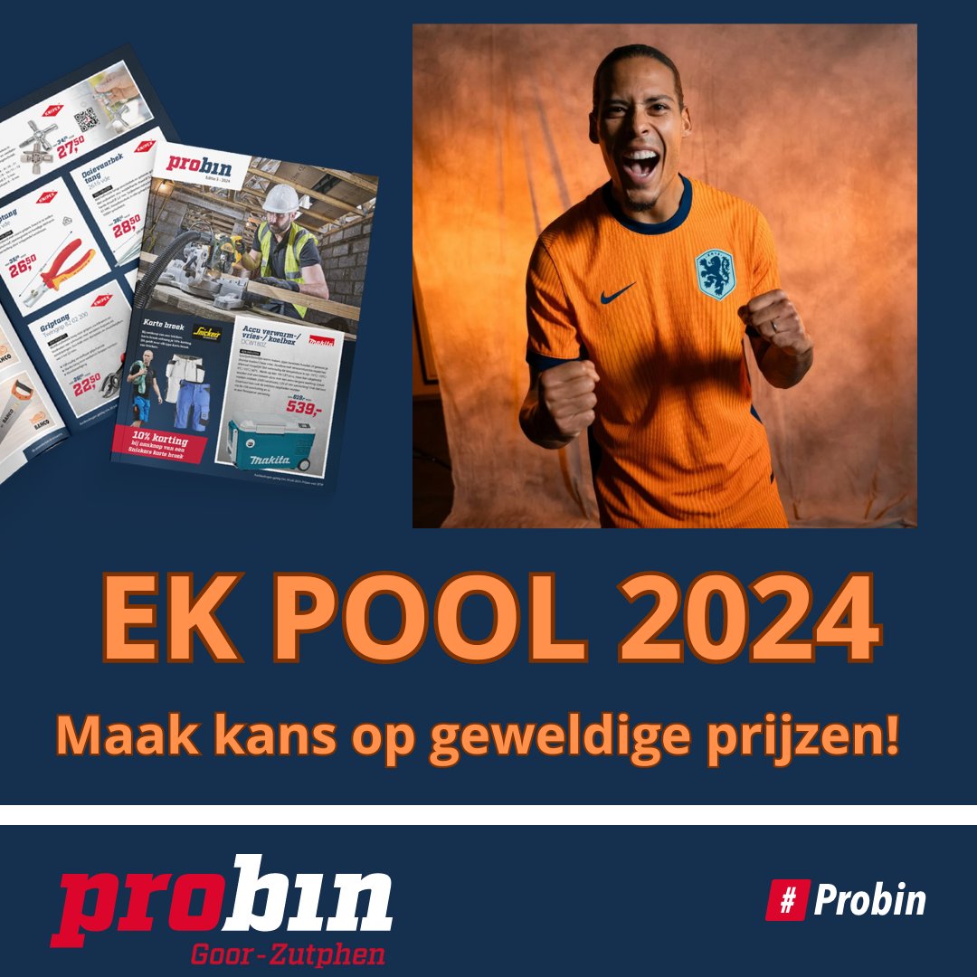 ⚽️🌟Het EK 2024 staat bijna voor de deur en begint aanstaande vrijdag 14 juni. Wij organiseren de spannende Probin Goor-Zutphen EK pool waar JIJ aan mee kunt doen! 🏆 Schrijf je snel in via onderstaande link:   p1e.nl/_570