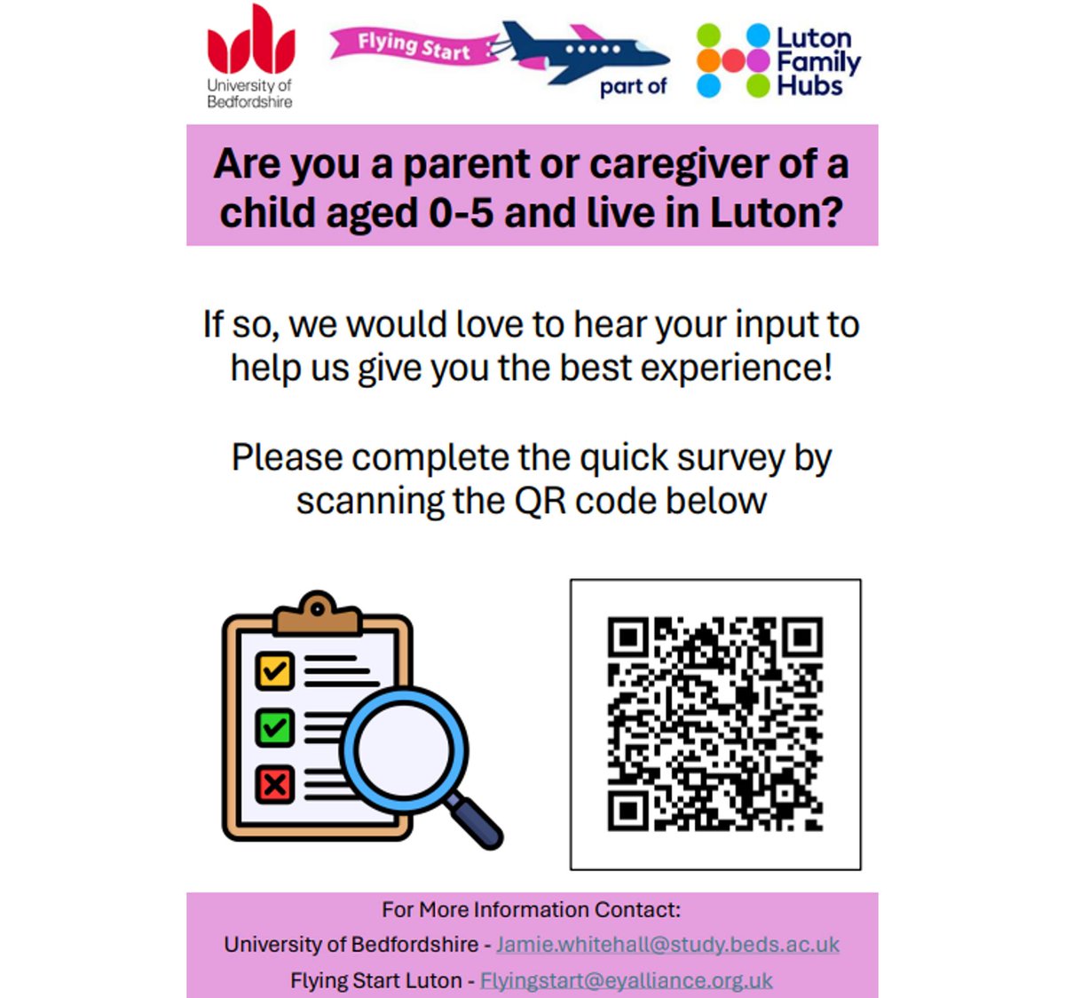 Parent/Carers of under5s in Luton- <a href="/uniofbeds/">uniofbeds</a> are doing some research for us and we'd love to have your input to help us give you the best experience!

Please complete the quick survey here: tinyurl.com/38jtrmfd