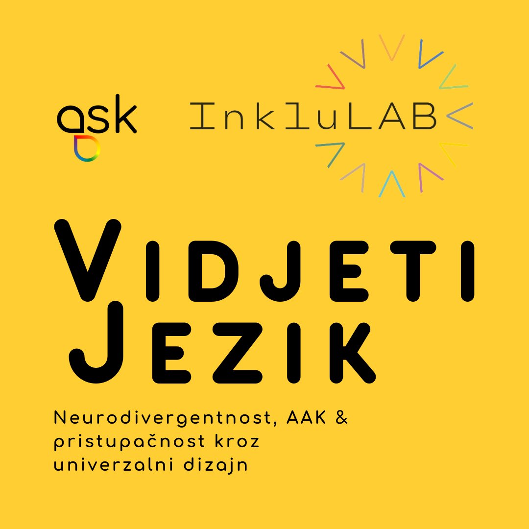 @udrugaASK (@udrugaask) on Twitter photo U sklopu <a href="/RadionaOrg/">Radiona_org - Zagreb Makerspace</a> InkluLAB projekta držimo radionicu #VidjetiJezik – Neurodivergentnost, AAK i pristupačnost kroz univerzalni dizajn.
Više o radionici i prijave:
bit.ly/IKLUlabAAK U sklopu <a href="/RadionaOrg/">Radiona_org - Zagreb Makerspace</a> InkluLAB projekta držimo radionicu #VidjetiJezik – Neurodivergentnost, AAK i pristupačnost kroz univerzalni dizajn.
Više o radionici i prijave:
bit.ly/IKLUlabAAK