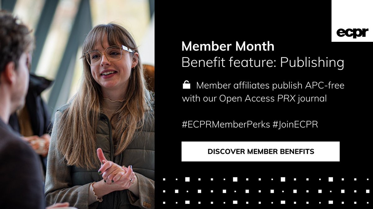 ECPR's tweet image. 🌟 This month, we&apos;re showcasing #ECPRMemberPerks 🌟 

🤩 Member affiliates publish 𝗔𝗣𝗖-𝗳𝗿𝗲𝗲 with our #OA 📔 @PRXjournal 👉 Submit your article: tandfonline.com/toc/prxx20/cur…

💡 More benefits: ecpr.eu/Membership/Mem…

#JoinECPR #OpenAccess #PolSci #ComparativePolitics