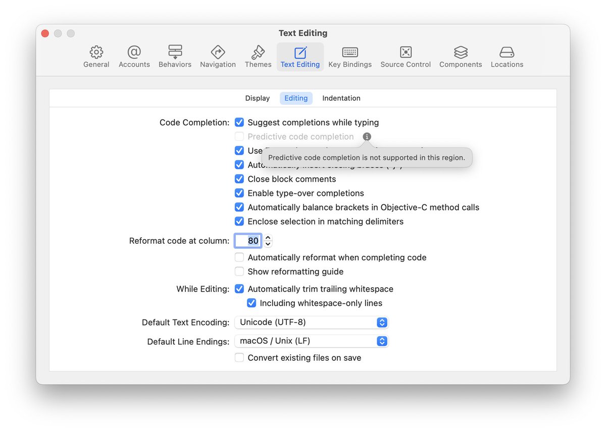 Xcode 代码补全还有区域限制 🙃