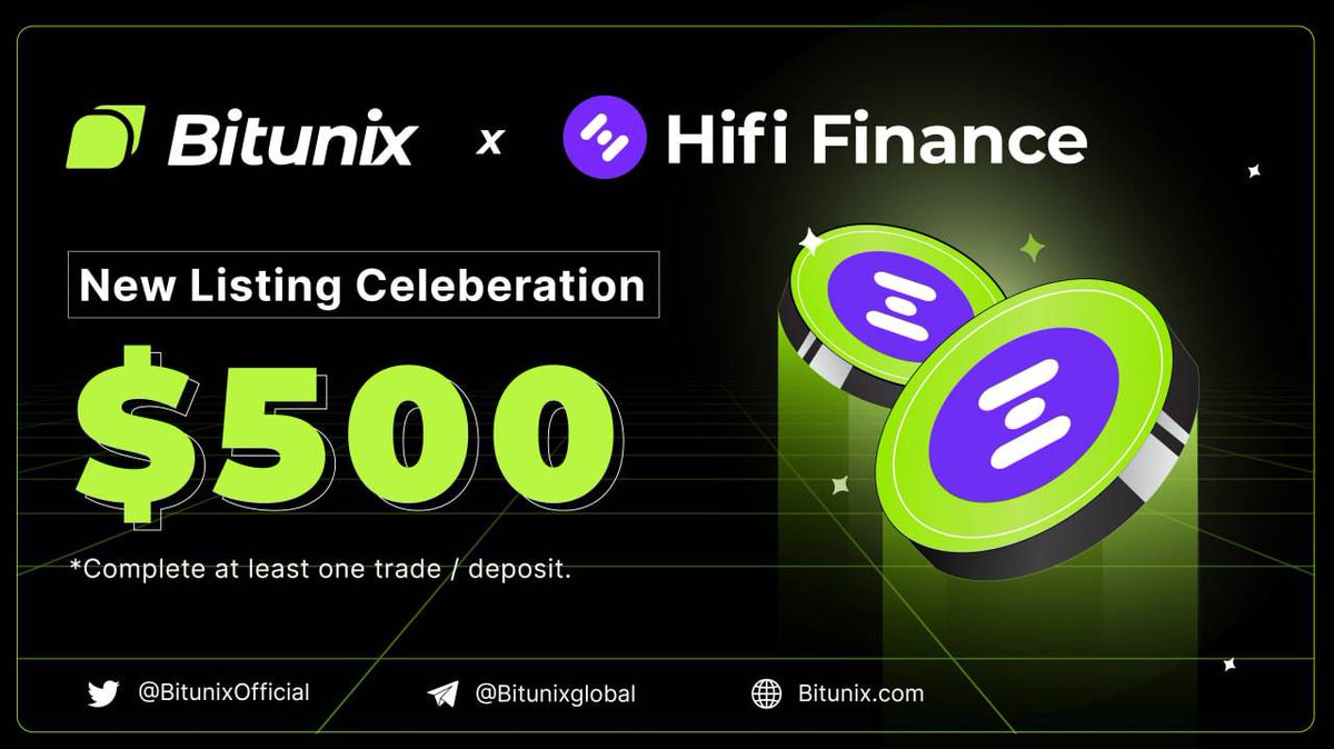 BitunixOfficial's tweet photo. Let's celebrate $HIFI, a leading #RWA project on #Ethereum, listing on #Bitunix!

We are giving away $500!

To enter:

✅Follow @BitunixOfficial @HifiFinance

✅Like + RT + Tag 2 Friends

✅Comment #BitunixHIFI https://t.co/il2uP0rQ3x