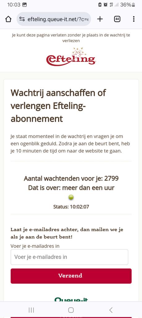 Marloes__meyer's tweet photo. #Efteling @Efteling goed werkende pagina hebben jullie, zit je na een uur wachtend eindelijk op de abonnement pagina word je overal uitgegooid omdat het niet werkt. Mag ik weer achteraan sluiten... https://t.co/zih61PQhiY