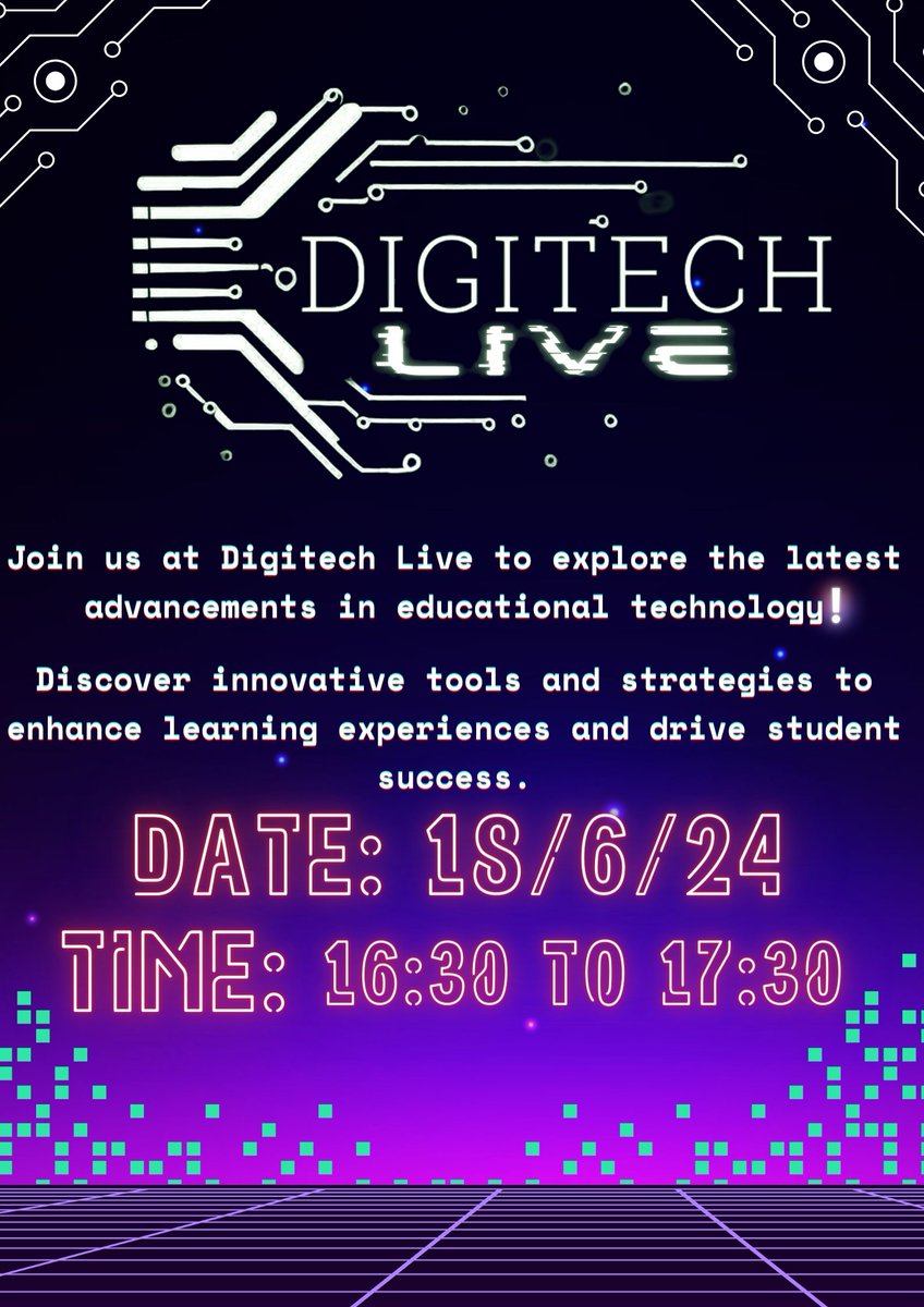* DigiTech Live - one week to go! *

We are delighted to announce the return of DigiTech Live! All adults within the teaching profession are welcome to join us at Samuel Ryder Academy on Tuesday 18th June, 4:30pm-5:30pm.

Please book your free ticket here: buytickets.at/samuelryderaca…