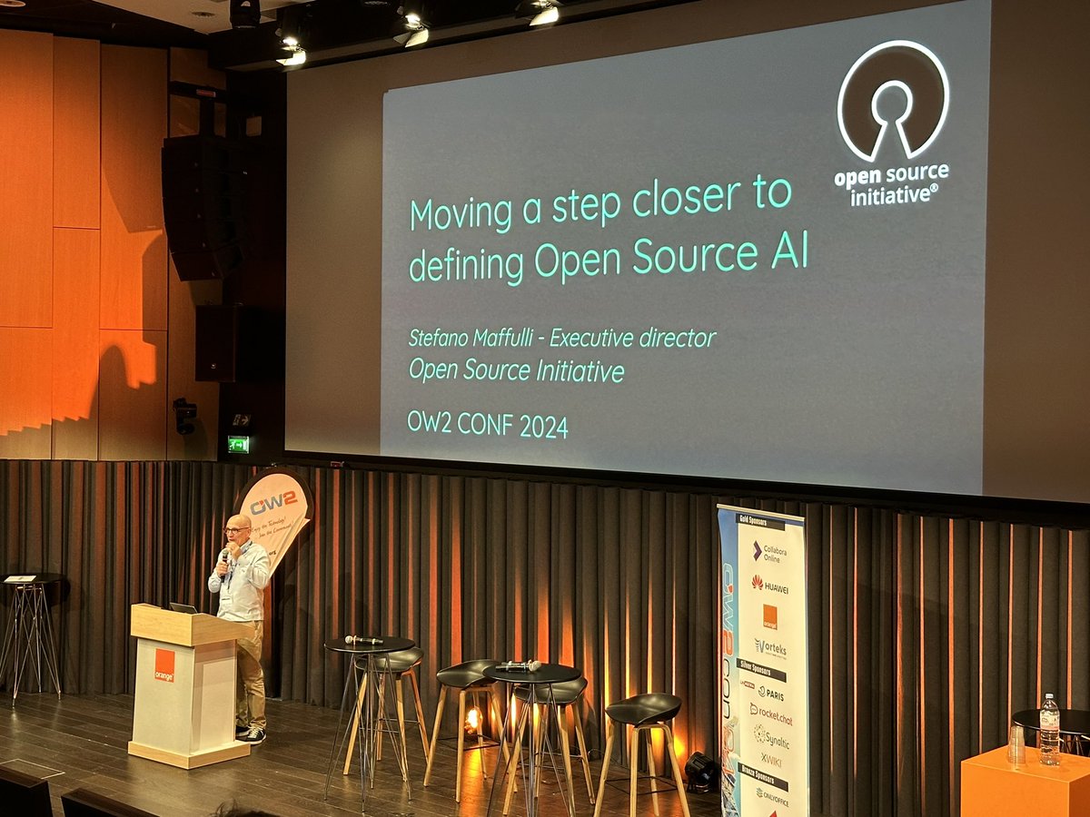 Gaël Blondelle (@gblondelle) on Twitter photo What great start for <a href="/ow2/">OW2 → https://fosstodon.org/@ow2</a> #ow2con starting with a keynote from <a href="/smaffulli/">Stefano Maffulli @ed@opensource.org</a> about the very important topic of defining Open Source AI! What great start for <a href="/ow2/">OW2 → https://fosstodon.org/@ow2</a> #ow2con starting with a keynote from <a href="/smaffulli/">Stefano Maffulli @ed@opensource.org</a> about the very important topic of defining Open Source AI!