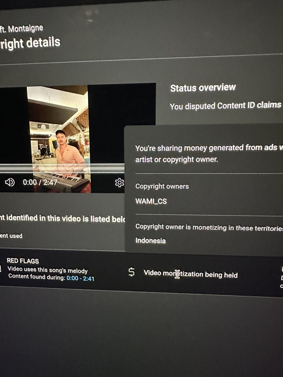 Woah I didn’t know a bunch of my songs were actually owned and monetised by a random Indonesian music agency WAMI. <a href="/YouTubeCreators/">YouTube Creators</a> is there any way I can get copyright back? Cause these guys will just reject my claim