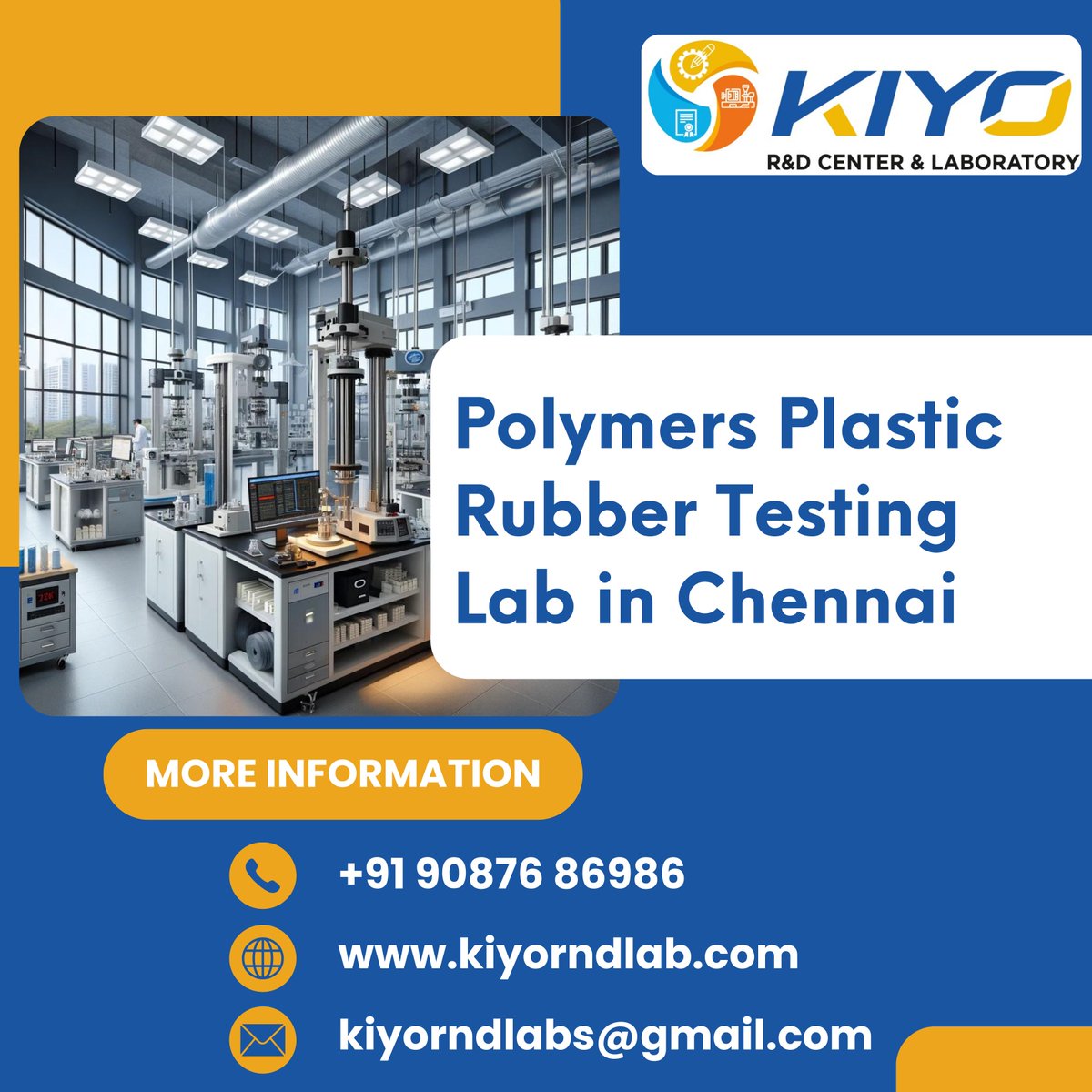 Kiyorndlab's tweet image. 🌟 Discover excellence in polymer, plastic, and rubber testing at our Chennai lab! Advanced testing services, expert team, and state-of-the-art equipment. Let&apos;s innovate together! 🌟🔬 #PolymerTesting #PlasticTesting #RubberTesting #MaterialScience #ChennaiLab #Innovation