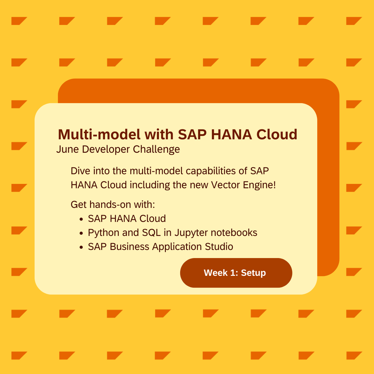 SAPCommunity's tweet image. 🕺 A new challenge kicks off! 

Join SAP Devs Advocate Vitaliy-R and dive into SAP HANA multi-model capabilities using Python in SAP Business Application Studio 👉 sap.to/60155MKlT