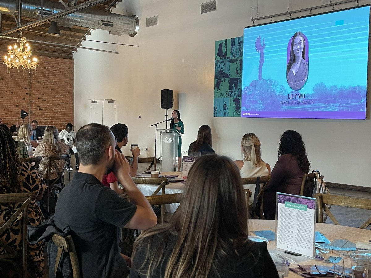 superdumb's tweet photo. At @choosewichita summit in @DowntownWichita this morning. Mayor Wu kicked things off. #choosewichita #wichita #middleofthemap https://t.co/3Q7y3o79Tn