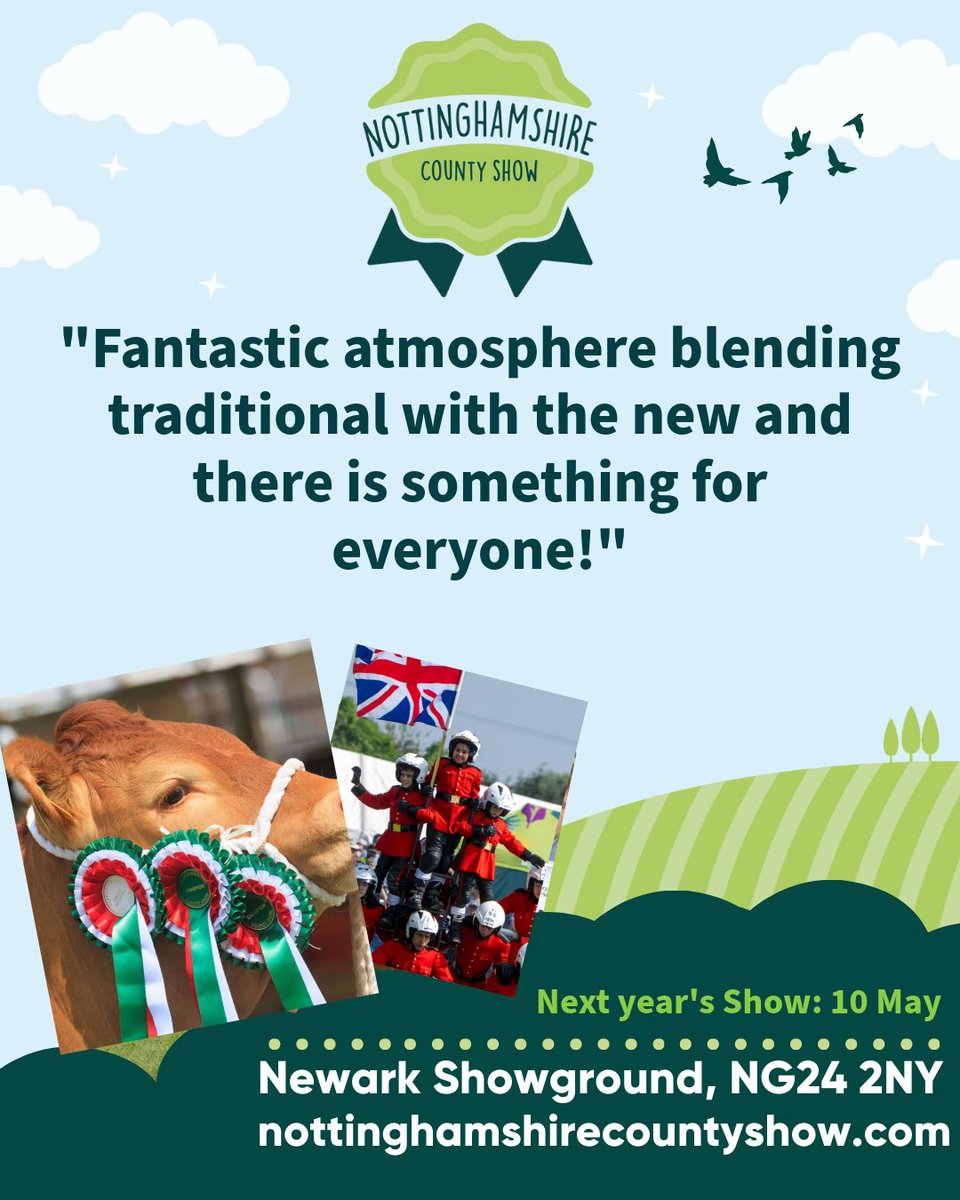 We've loved hearing your feedback about this year's show, and how much you enjoyed it ❤️ 

Remember to save the date for next year: Saturday 10 May, 2025!

nottinghamshirecountyshow.com

#NCS2024 #NottsCountyShow