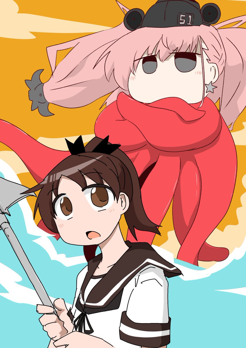 アトランタ(艦これ) ,敷波(艦これ) 「#これを見た人は赤が入ってる画像を貼れ 」|織匡俗@4/16防人のうた【B-17】のイラスト