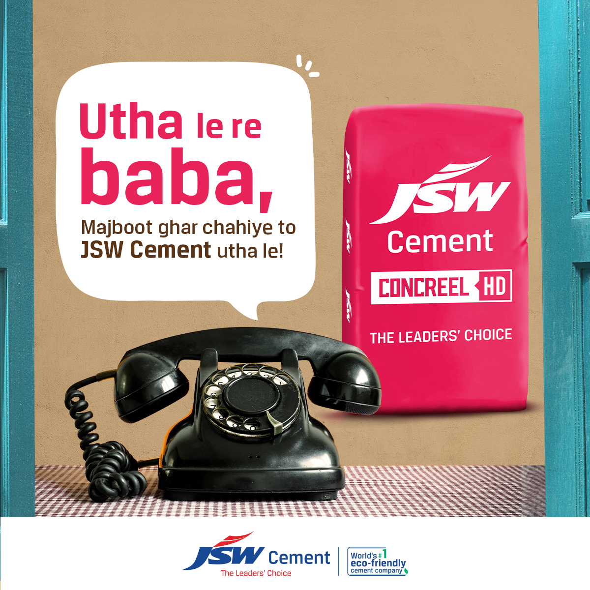 JSWCement's tweet photo. No 'Hera Pheris' in this script. JSW Cement is the trusted choice when it comes to building your strong homes!
#JSWCement #TheLeadersChoice #GreenCement #StrongHomes #GreenManufacturing #SlagCement #TopicalPost #JSWCementxBollywood https://t.co/Mm6CbXaFxC