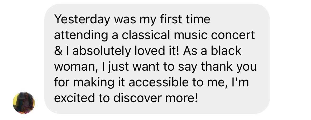 A comment on our Instagram account after our concert at the <a href="/theRSAorg/">The RSA</a> last Friday: Black &amp; Classic with <a href="/Beatric35995686/">Beatrice Nicholas</a> and <a href="/GDiLaccio/">Gabriella Di Laccio MBE</a> 

The proof that if programme diverse repertoire, people will come, will enjoy it and will want to discover more!