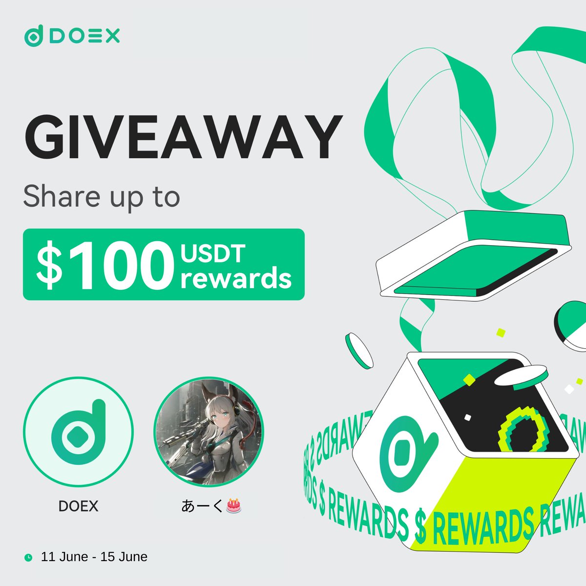 🔥#DOEX $100 Giveaway🔥

なんと
🎁$50 USDT × 2名様‼️
総額$100🤤

✅❤️&amp;RP
✅フォロー
@DoexGlobal 
<a href="/ark3141592/">あーく🎂</a>

⏰6/15

※リプ欄に #DOEX と書くと当選確率UP🔥

DOEXとは⁉️
📍2022年設立のCEX
📍 米国FinCEN・カナダFinTRACのMSBコンプライアンス金融ライセンスを取得済

#ギブアウェイ