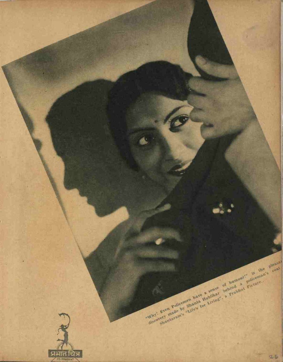 NFAIOfficial's tweet photo. Shanta Hublikar makes a stunning appearance on an art plate in the July 1939 issue of Filmindia edited by Baburao Patel. The image is a publicity one from the film Aadmi/Manoos(1939), directed by V. Shantaram and produced by Prabhat Film Company. #Filmindia https://t.co/tuU6QpXDgN