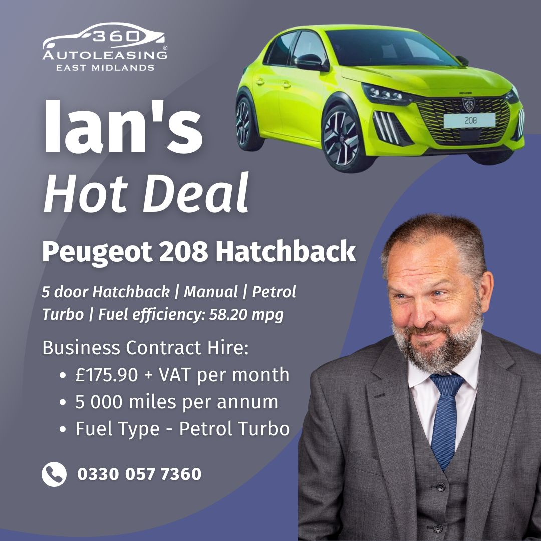 360AutoLEICS's tweet image. 🔥 Hot Deal Alert 🔥  

Ian's latest offer on the #Peugeot208 Hatchback:   

💷  £175.90 + VAT per month 
📈 5,000 miles per annum
✨ Metallic paint included 

Get in touch:  
📞 0330 057 7360 
🔎 360autoleasing-eastmidlands.co.uk 

#peugeot #vehicleleasing #contracthire #360eastmids