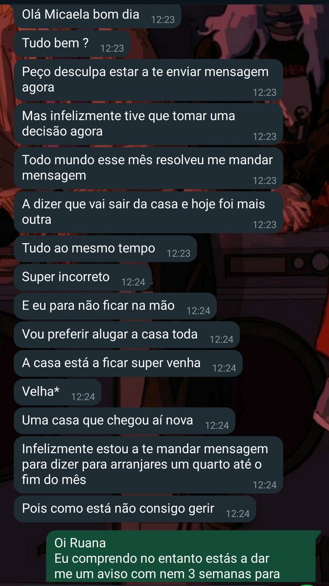 Minha gente como tudo o que é mau tem como piorar
A minha senhoria deu me 3 semanais para sair do meu quarto
Sendo assim venho pedir que se souberem de alguma coisa em Lisboa que aceite eu e o meu velho (gato)
Pls entrem em contato 
Dêem RT por favor 
Tenho até ao fim do mês