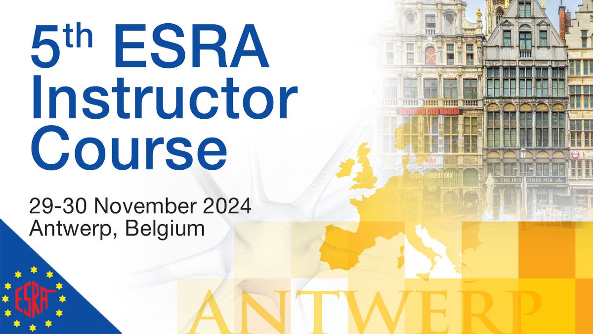 💡 Master your teaching and instruction skills in a friendly &amp; supportive environment! #InstructorCourse
👨‍🏫 After taking the course you will improve your teaching knowledge within Regional Anaesthesia and Pain Medicine
📅 29-30 Nov, Antwerp 🇧🇪
👉 All info: esraeurope.org/meeting/5th-es…