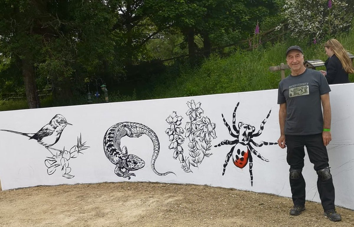 ATMstreetart's tweet photo. Fantastic to be back at @RSPBDorset #Arne painting my wildlife mural. You can watch today’s progress on tonight's @BBCSpringwatch from 8pm on BBC2 🎨🖌️
#DartfordWarbler #SandLizard #LadybirdSpider #Nightjar #PurbeckMasonWasp
See more of my work here➡️ https://t.co/gfEKiFvEoM https://t.co/7IbDCAZLkx