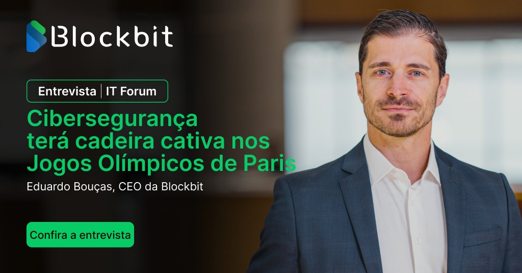 Blockbit_'s tweet photo. Eduardo Bouças, CEO da Blockbit, revelou insights exclusivos ao IT Forum sobre a importância vital da cibersegurança nos Jogos Olímpicos de Paris 2024! 

Leia a entrevista no link:
https://t.co/SAptpCr5xs https://t.co/8gaSmDJSwS