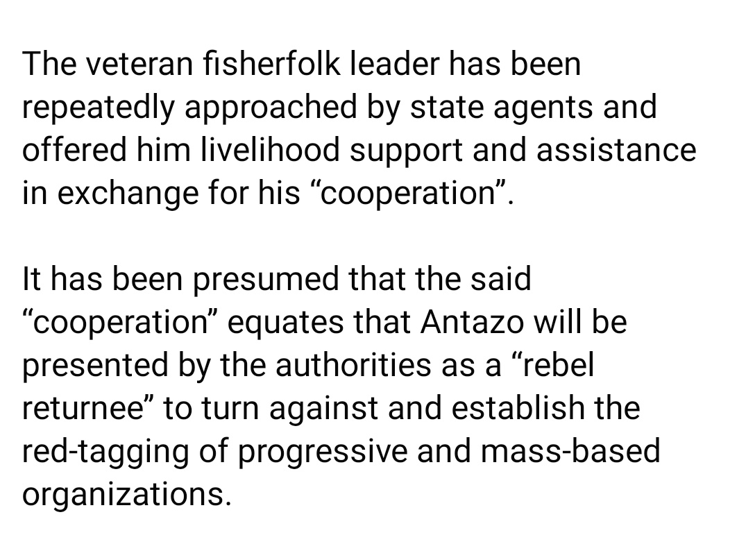 A L E R T ❗❗❗

<a href="/pama_pil/">Pamalakaya Pilipinas</a> reports the harassment of an 80-year old veteran fisherfolk leader in Laguna de Bay by state agents.

HANDS OFF KA ROMY ANTAZO!
STOP THE ATTACKS ON FISHERFOLK!