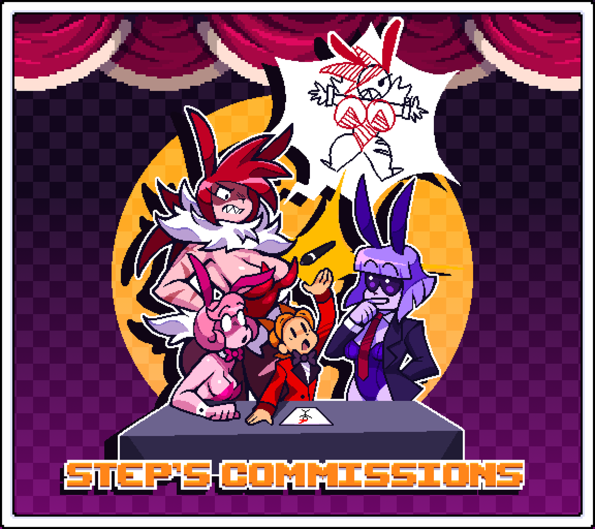 Step_Dev1's tweet image. Commissions are now officially open! I am going to start with 4 slots. Depending on how quickly I can get through them I will open up more later. If I may, can ya'll help spread the word? I would greatly appreciate that! ^^
#pixelart #ドット絵 #Commissions