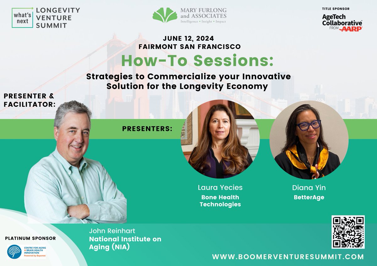 Next up at the What's Next Longevity Venture Summit is our panel -  Strategies to Commercialize your Innovative Solution for the Longevity Economy
The event is sold out but you can join us in December.
washingtoninnovationsummit.com