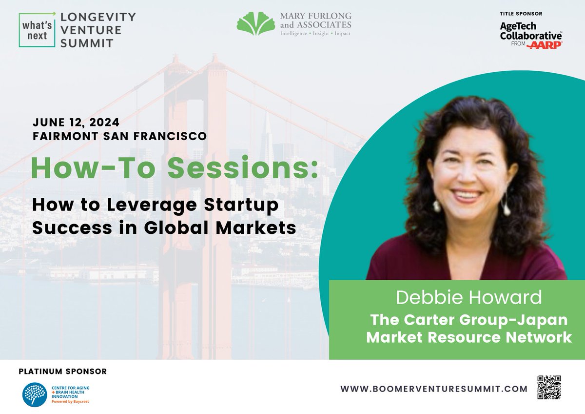 Next up at the What's Next Longevity Venture Summit is our panel -  How to Leverage Startup Success in Global Markets
The event is sold out but you can join us in December for the What's Next #LongevityInnovation Summit in Washington, DC. washingtoninnovationsummit.com