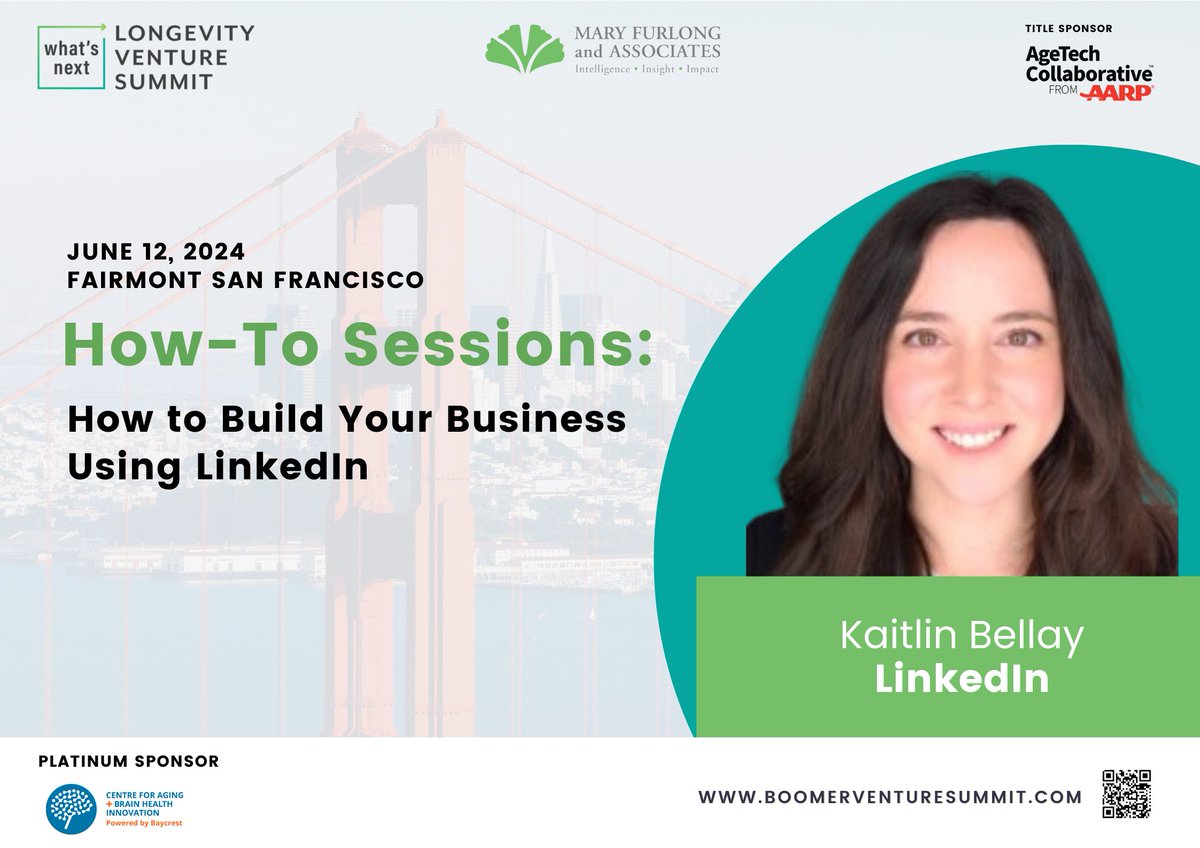 Next up at the What's Next Longevity Venture Summit is our panel -  How to Build Your Business Using LinkedIn
The event is sold out but you can join us in December for the What's Next #LongevityInnovation Summit in Washington, DC. Find out more here: washingtoninnovationsummit.com