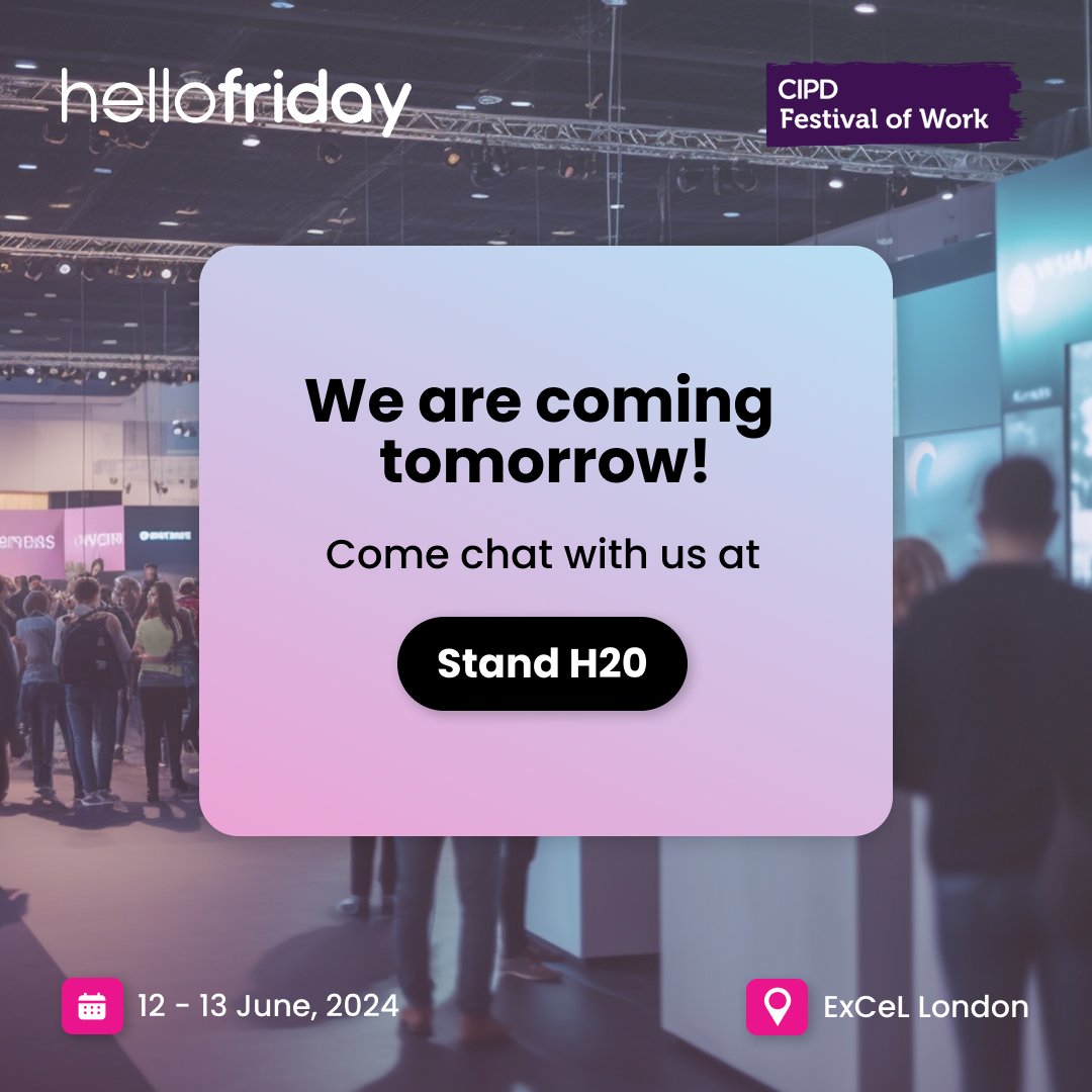 🌟 Tomorrow at the CIPD #FestivalofWork 2024, we'll be turning up the excitement at stand H20. Discover the latest in HR tech, gain industry insights and uncover strategies to create an engaged, motivated and aligned workforce.

📅 12-13 June
📍 ExCeL London

#CIPD #HRTech