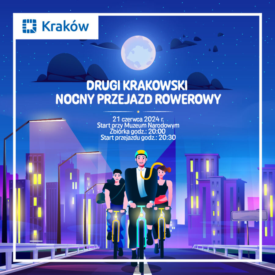 Drugi Krakowski Nocny Przejazd Rowerowy odbędzie się w tym roku 21 czerwca (piątek). Szczegóły tu bit.ly/2-KNPR 
#Kraków #rower