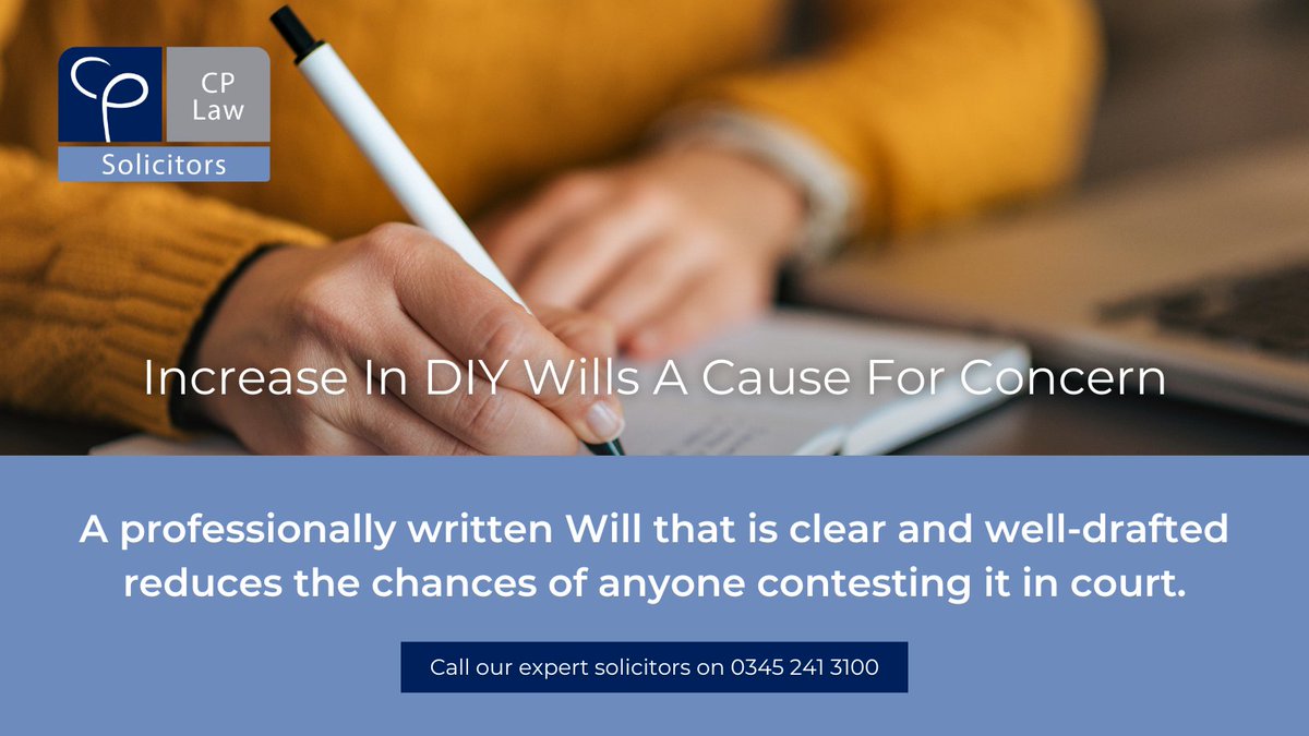 Will writing is far more complex than most realise, and mistakes can lead to disputes as well as lengthy and expensive court battles. Discover the pitfalls of a DIY Will and the troubles it can cause.

cplaw.co.uk/insights/incre…

#Wokingham #Sunningdale #Wills #WillsAndProbate #Law