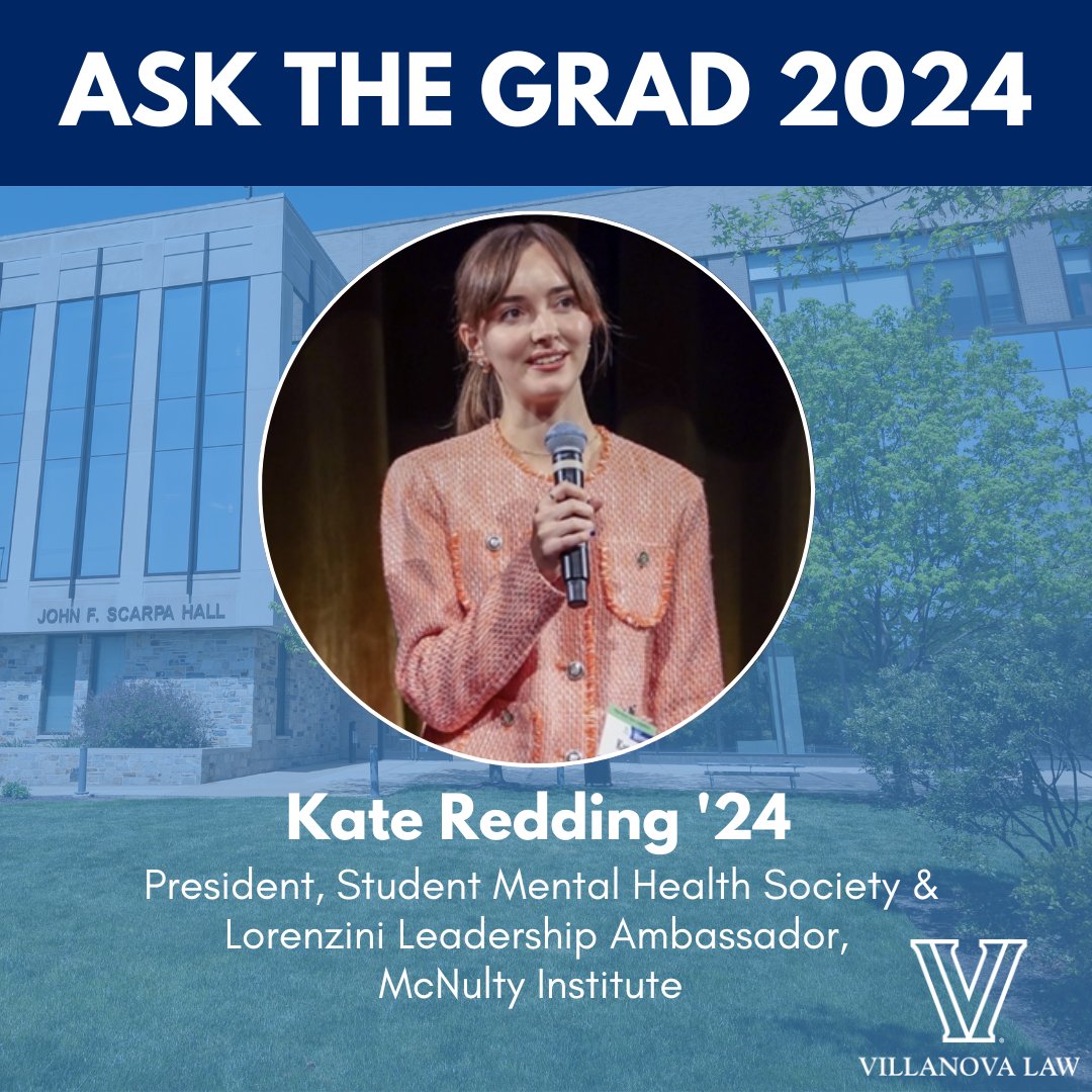 Villanova_Law's tweet photo. “I hope to make decisions in my career that push me to keep learning and asking questions about new and creative ways that lawyers can use law and policy to make real change for others.”– Kate Redding ’24 #AskTheGrad #NovaGrad2024 https://t.co/N7PWJp4ERg https://t.co/KwHYfA52F1