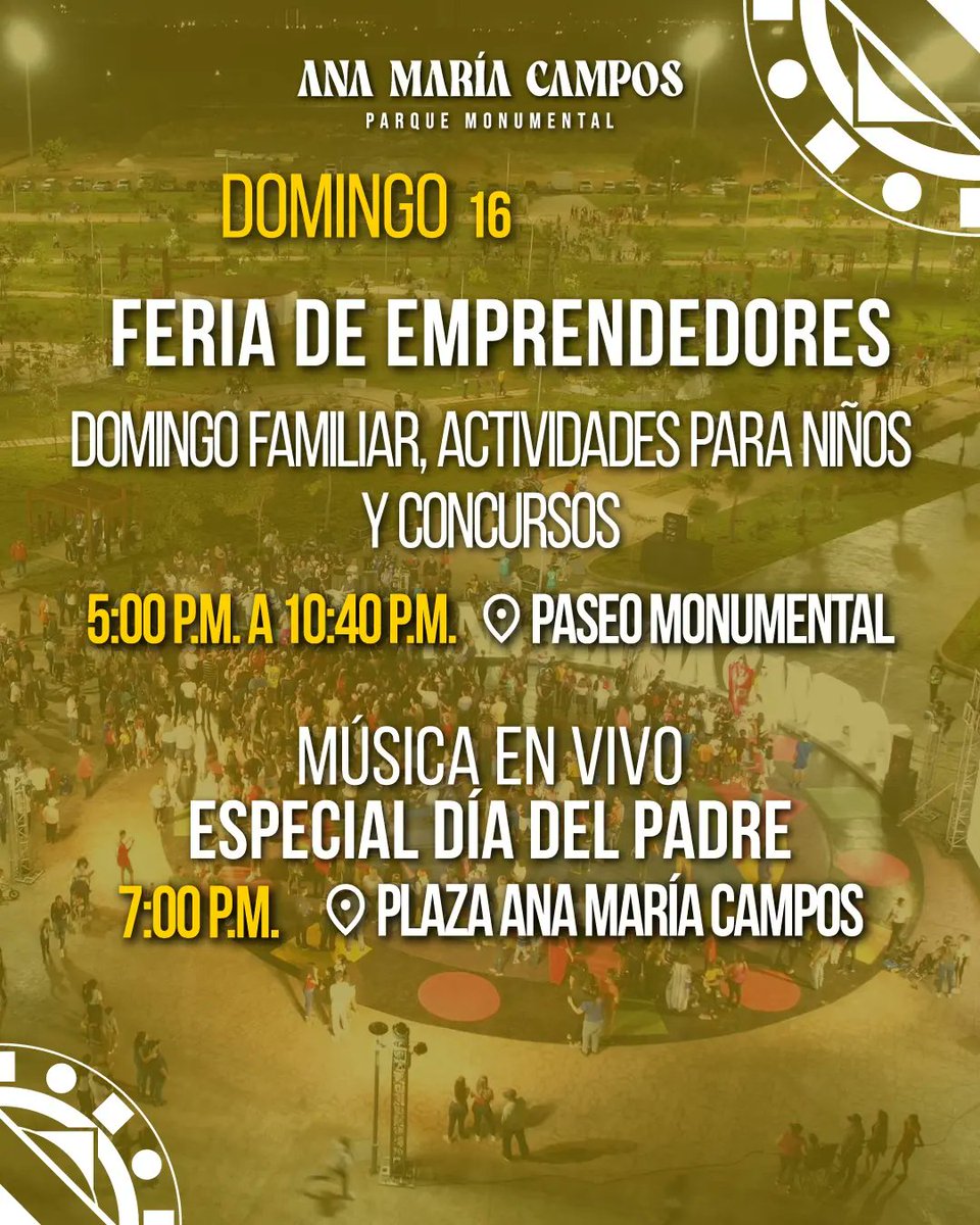 📝 Revisa nuestra agenda de este fin de semana en la que resaltan  la Final de la Voz Monumental 🎤 y la conmemoración del Día del Padre 👨‍👦‍👦

Te esperamos de martes a viernes, desde las 6 am hasta las 10 pm y sábado y domingo desde las 6 am hasta las 10:40 pm. 

#Maracaibo 
#Zulia