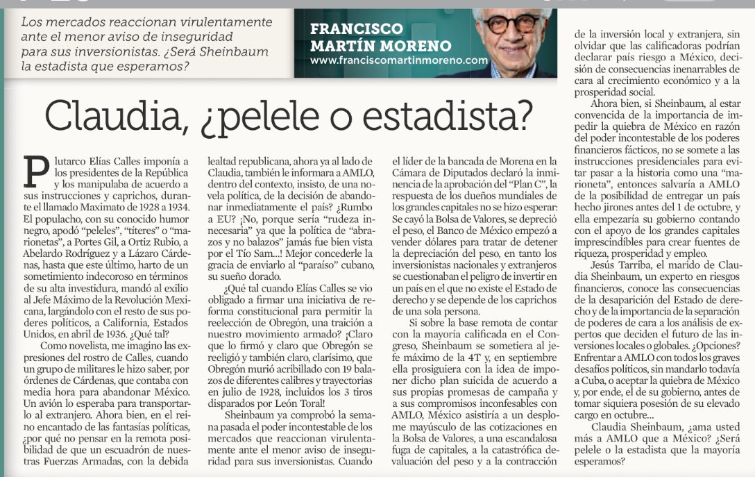 Bere Aguilar (@bereaguilarv) on Twitter photo De <a href="/fmartinmoreno/">Francisco Martin Moreno</a>
Jesús Tarriba, el marido de Claudia Sheinbaum, un experto en riesgos financieros, conoce las consecuencias de la desaparición del Estado de derecho y de la importancia de la separación de poderes de cara a los análisis de expertos que deciden el futuro de las De <a href="/fmartinmoreno/">Francisco Martin Moreno</a>
Jesús Tarriba, el marido de Claudia Sheinbaum, un experto en riesgos financieros, conoce las consecuencias de la desaparición del Estado de derecho y de la importancia de la separación de poderes de cara a los análisis de expertos que deciden el futuro de las