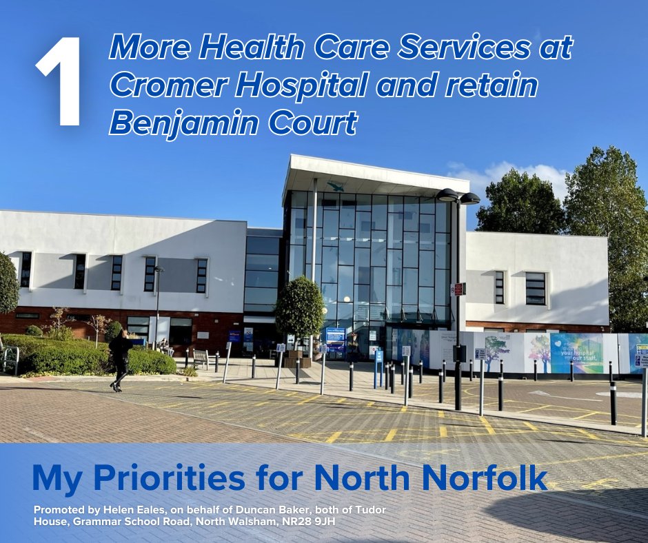 ✍️My Plan for North Norfolk

👉Over the next few days I will lay out my plans for the constituency if I am lucky enough to be re-elected on Thursday 4th July.

⚕️Number 1 is bringing more Health Care Services to our Cromer Hospital.

👇Read more below. 

facebook.com/duncancbaker/p…