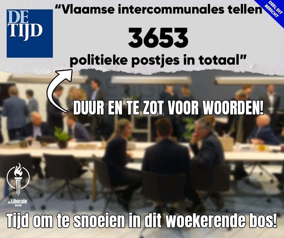 liberalewereld's tweet photo. We geven de komende dagen enkele besparingstips voor de regeringsonderhandelaars.
Vandaag de #intercommunales
➡️ De 100 grootste tellen 3.653 betaalde #postjes
➡️ De grootste 10 zijn goed voor 3 miljoen € #zitpenningen
➡️ U draait hiervoor op!
✅Tijd om te snoeien! 🪚 https://t.co/ThDjMhJSEJ