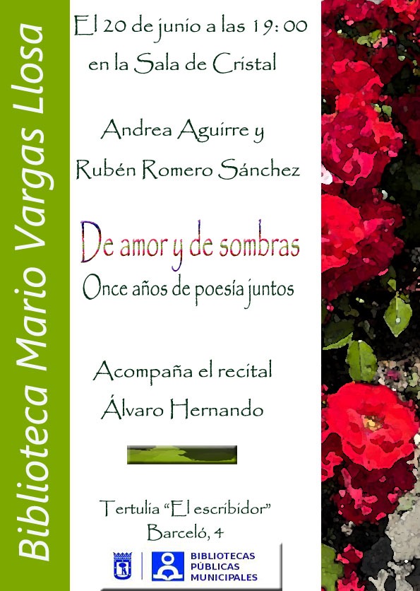 Andrea Aguirre (@andreaaguirre80) on Twitter photo ¡Nuevos recitales! Mi mitad argentina se enorgullece de formar parte del recital organizado por LAT el viernes próximo. Y el 20 de junio, <a href="/rromerosanchez/">Rubén Romero Sánchez</a> y yo celebraremos amor y poesía leyendo poemas de nuestros últimos libros en la biblioteca Vargas Llosa. ¡Os esperamos! ¡Nuevos recitales! Mi mitad argentina se enorgullece de formar parte del recital organizado por LAT el viernes próximo. Y el 20 de junio, <a href="/rromerosanchez/">Rubén Romero Sánchez</a> y yo celebraremos amor y poesía leyendo poemas de nuestros últimos libros en la biblioteca Vargas Llosa. ¡Os esperamos!